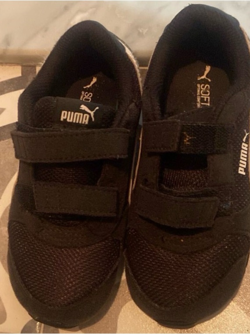 Puma Kids Black Velcro Mesh Sneakers